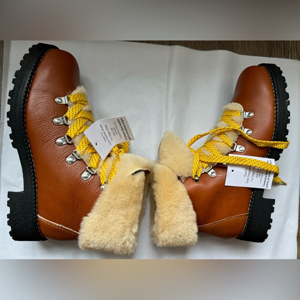 J. Crew Nordic Boots in Leather with Yellow Laces- size 9